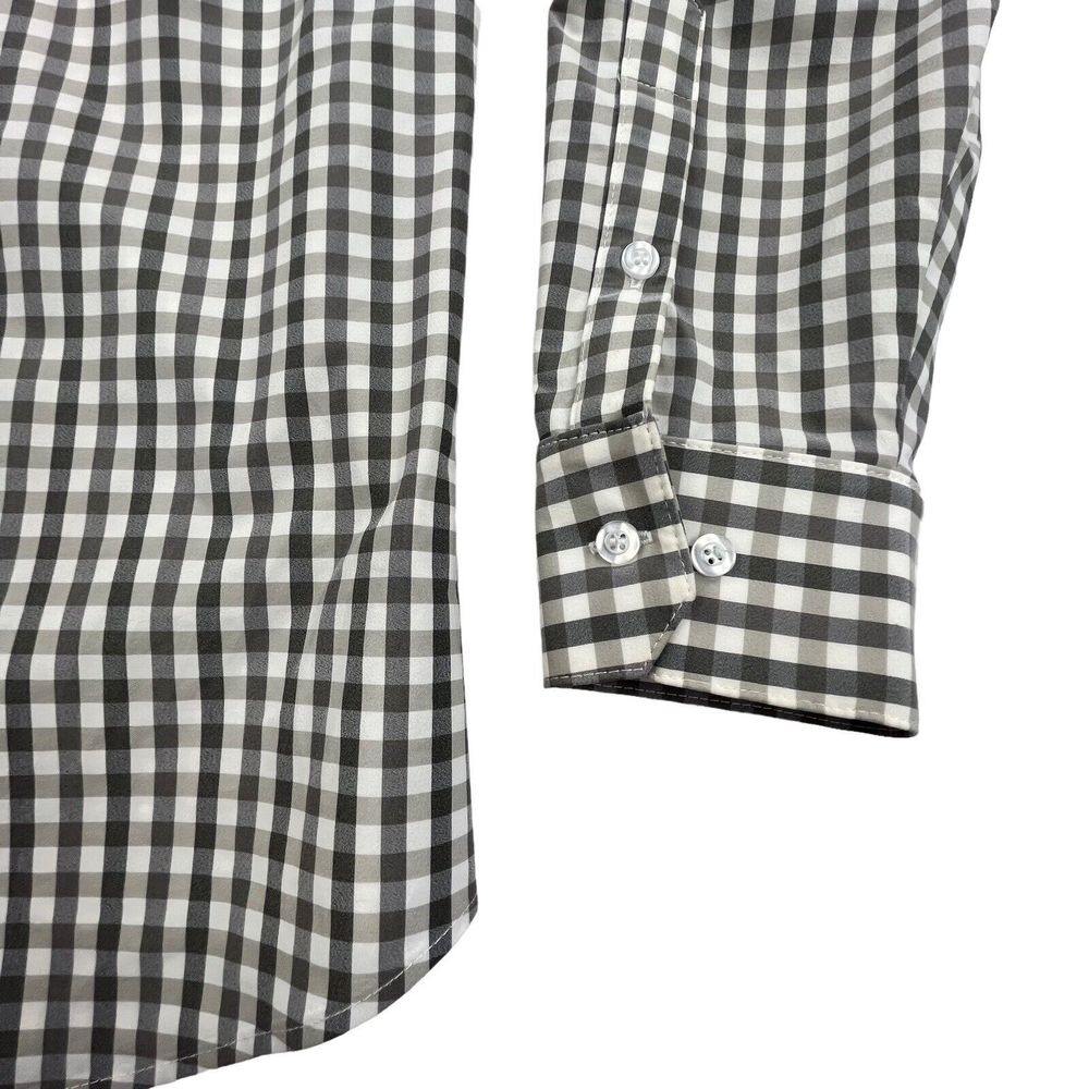 Mizzen + Main Shirt Men XL Gray Check Long Sleeve Collared Stretch Trim Fit - Picture 7 of 12